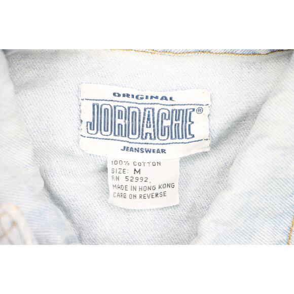 Vintage Jordache Light Wash Harley Davidson Eagle Trucker Denim Jean Jacket - Picture 8 of 9